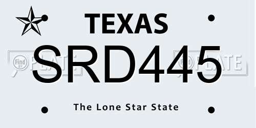 SRD445 Texas License Plate