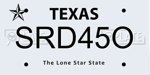 SRD45O Texas License Plate