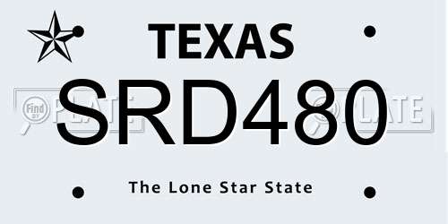 SRD480 Texas License Plate