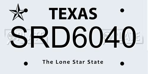 SRD6040 Texas License Plate