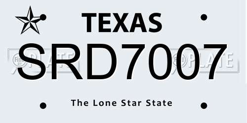 SRD7007 Texas License Plate