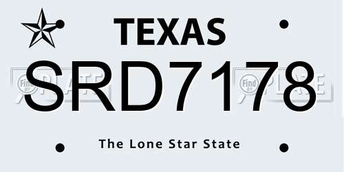 SRD7178 Texas License Plate