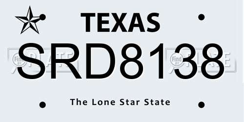 SRD8138 Texas License Plate