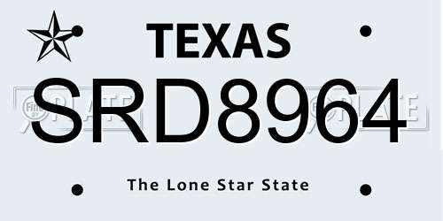 SRD8964 Texas License Plate
