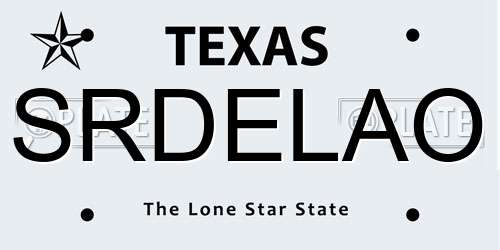 SRDELAO Texas License Plate