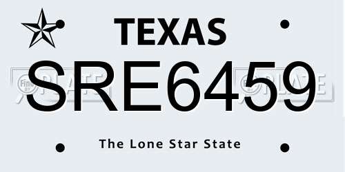SRE6459 Texas License Plate