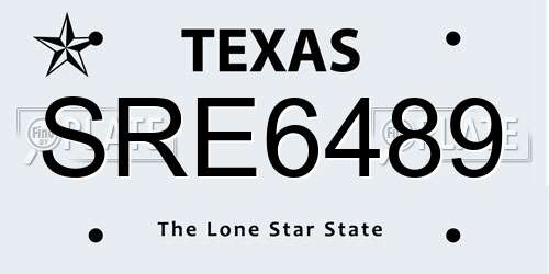 SRE6489 Texas License Plate