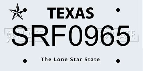 SRF0965 Texas License Plate