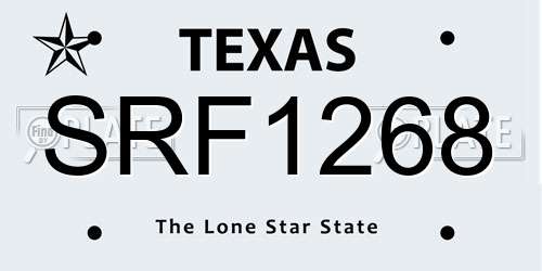 SRF1268 Texas License Plate