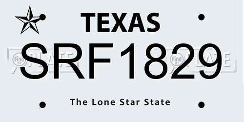 SRF1829 Texas License Plate