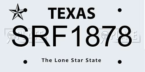 SRF1878 Texas License Plate