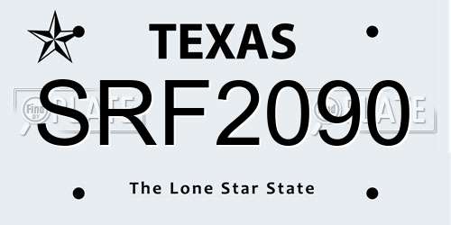 SRF2090 Texas License Plate