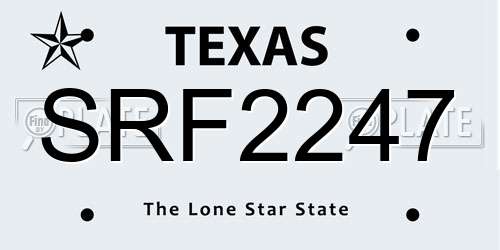 SRF2247 Texas License Plate
