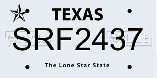 SRF2437 Texas License Plate