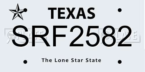 SRF2582 Texas License Plate