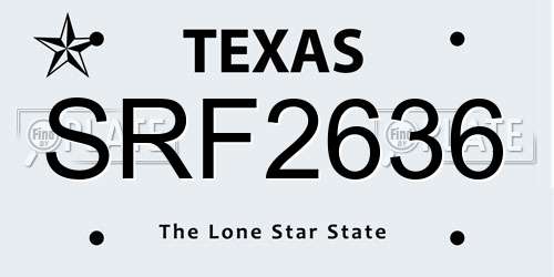 SRF2636 Texas License Plate