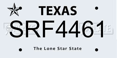 SRF4461 Texas License Plate