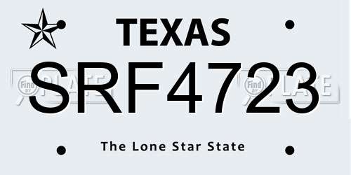 SRF4723 Texas License Plate