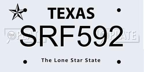 SRF592 Texas License Plate