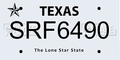 SRF6490 Texas License Plate