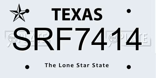 SRF7414 Texas License Plate