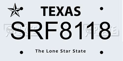 SRF8118 Texas License Plate