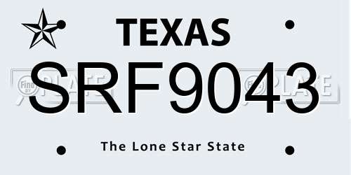 SRF9043 Texas License Plate
