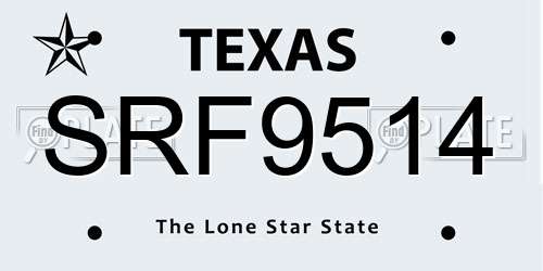 SRF9514 Texas License Plate