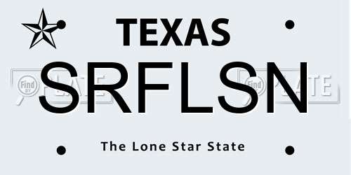 SRFLSN Texas License Plate