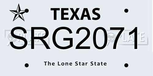 SRG2071 Texas License Plate