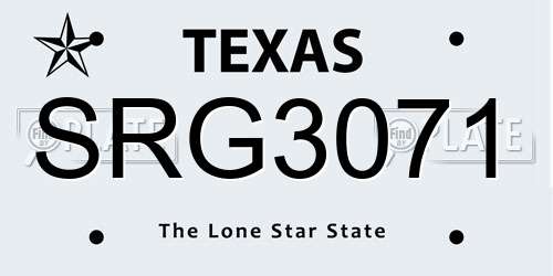 SRG3071 Texas License Plate