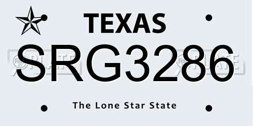 SRG3286 Texas License Plate