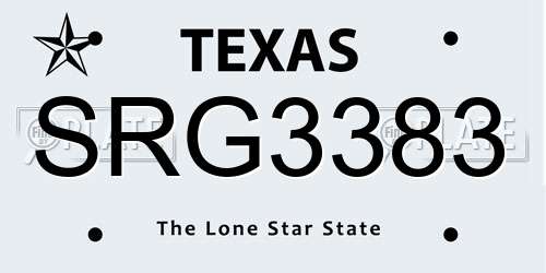 SRG3383 Texas License Plate