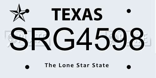 SRG4598 Texas License Plate