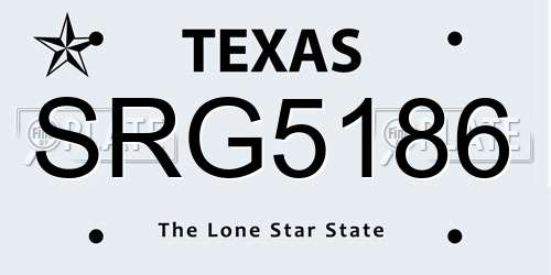 SRG5186 Texas License Plate