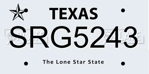 SRG5243 Texas License Plate