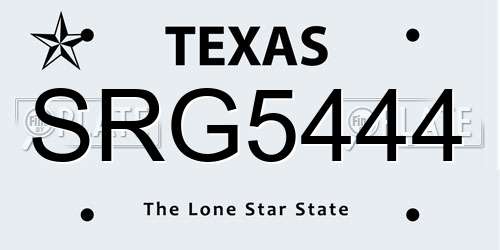 SRG5444 Texas License Plate