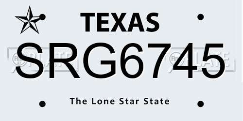 SRG6745 Texas License Plate