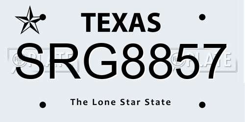 SRG8857 Texas License Plate