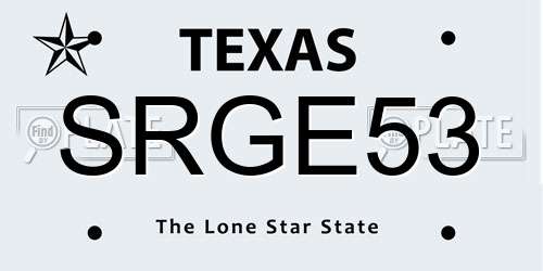 SRGE53 Texas License Plate