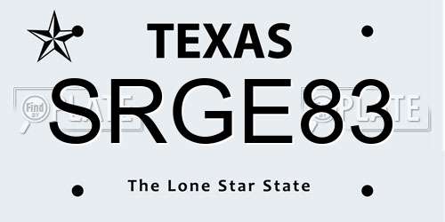 SRGE83 Texas License Plate