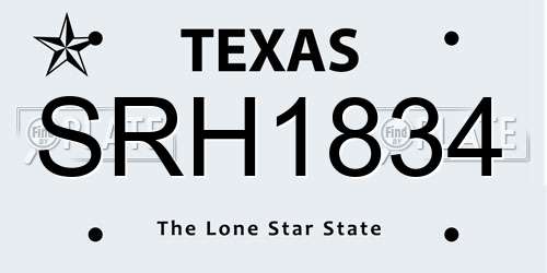 SRH1834 Texas License Plate