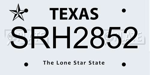 SRH2852 Texas License Plate