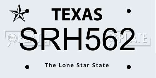 SRH562 Texas License Plate
