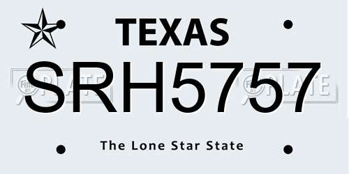 SRH5757 Texas License Plate