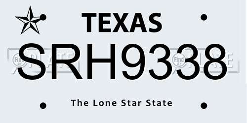 SRH9338 Texas License Plate