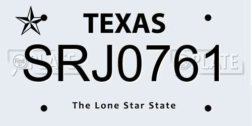 SRJ0761 Texas License Plate