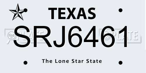 SRJ6461 Texas License Plate