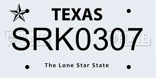 SRK0307 Texas License Plate