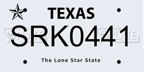 SRK0441 Texas License Plate